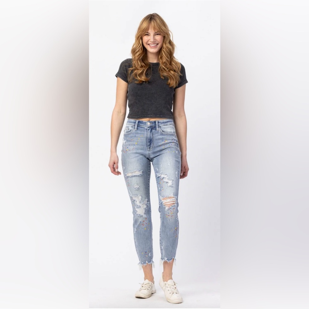 Judy Blue Distressed Paint Splatter Jeans